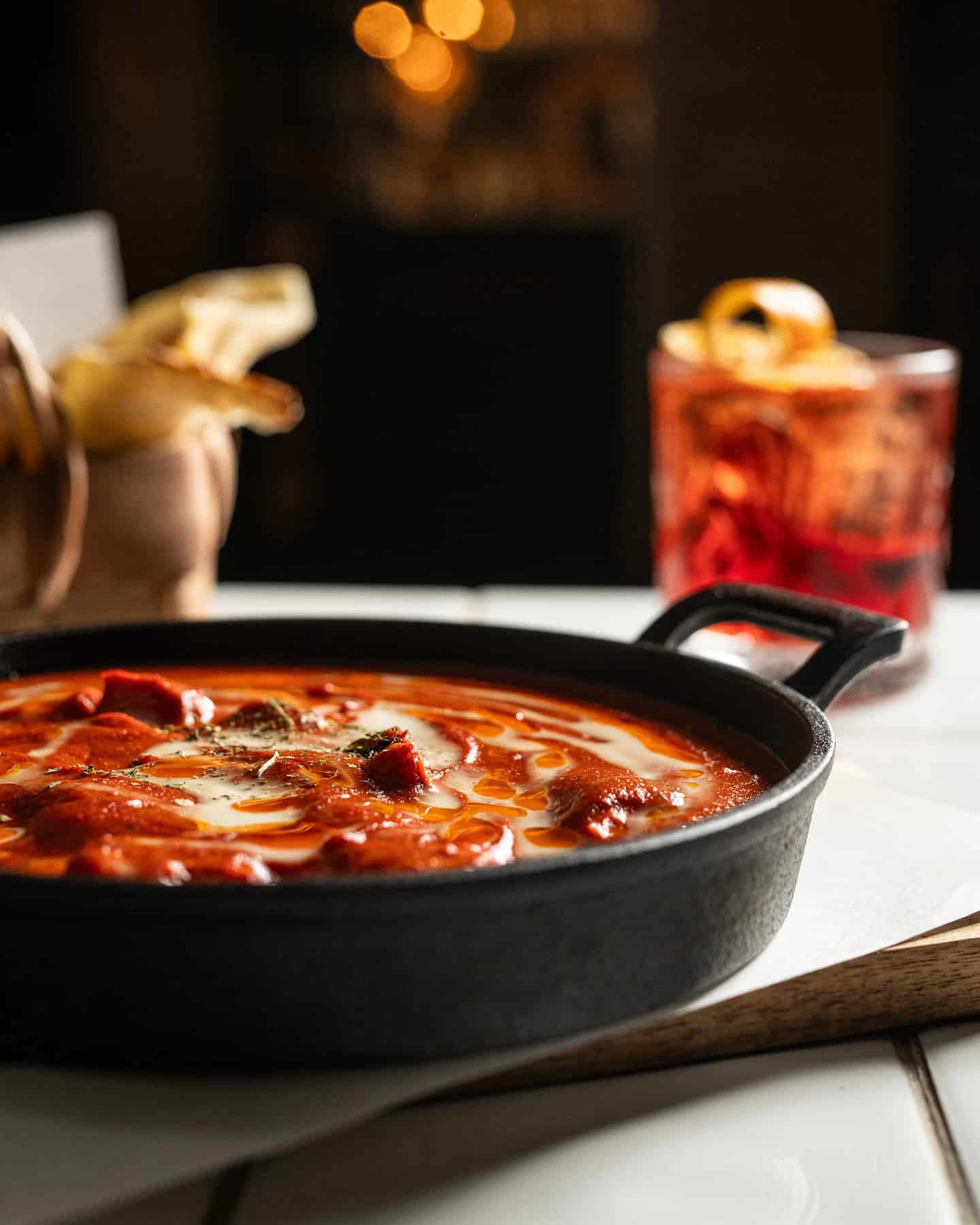 A delicious and authentic Hungarian goulash stew served in a traditional skillet