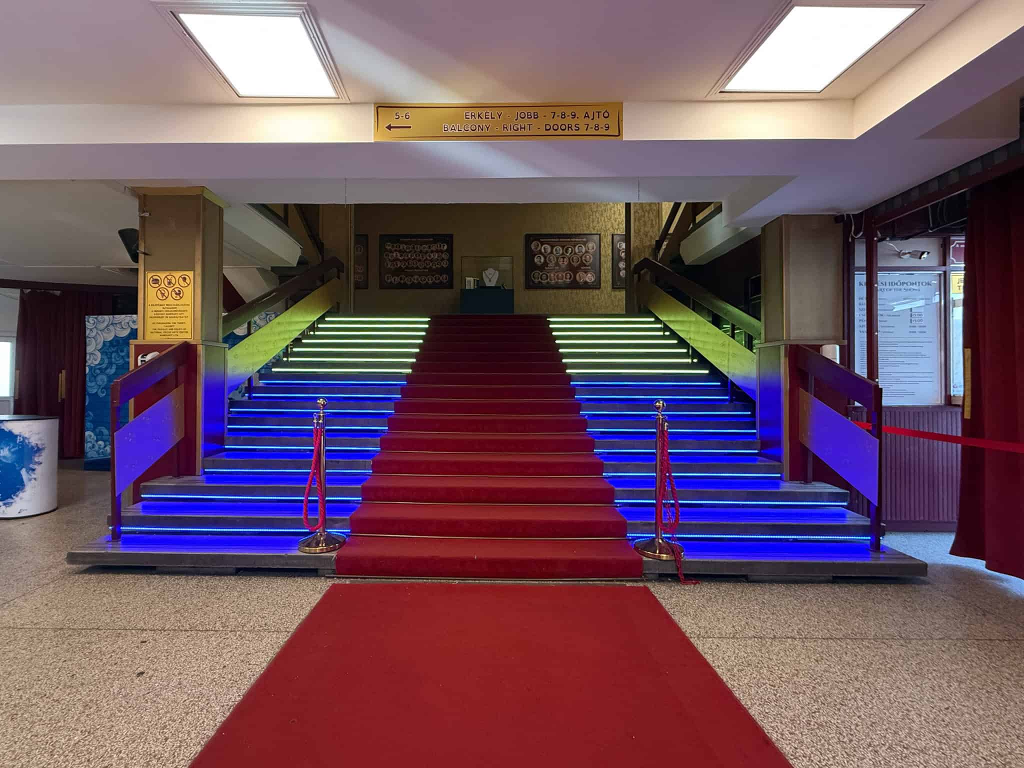 Blue LED illuminated stairs