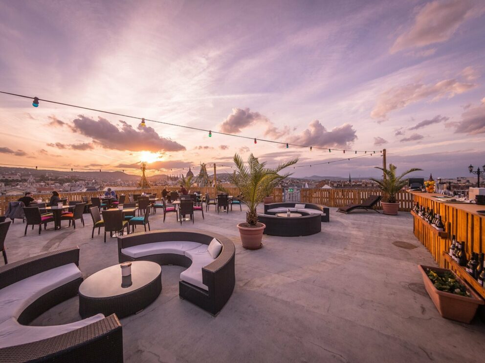 A beautiful sunset evening at the Intermezzo Roof Terrace