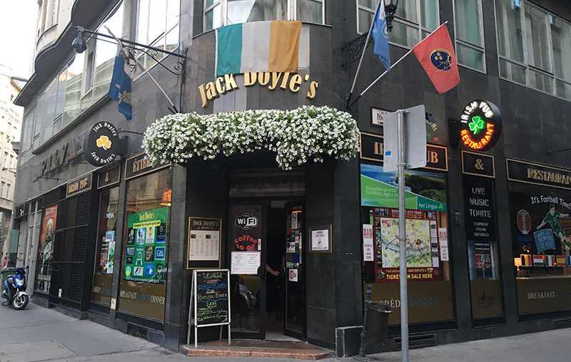 The legendary Jack Doyle’s Irish Bar in Budapest, as seen from the outside