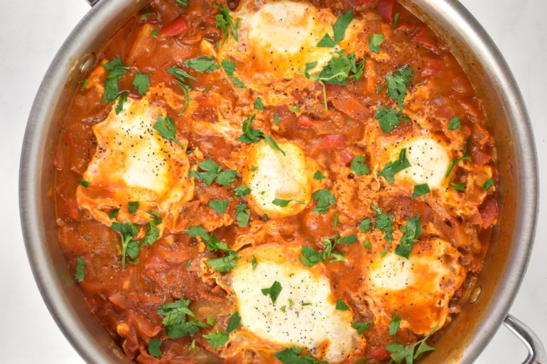 Shakshuka, a traditional Jewish kosher dish can be tasted at several restaurants within the Jewish District
