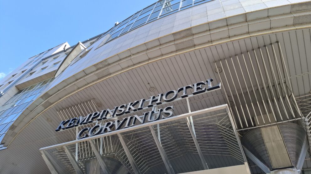 The luxurious exterior of the Kempinski Hotel Corvinus where the pop star resided during his tour