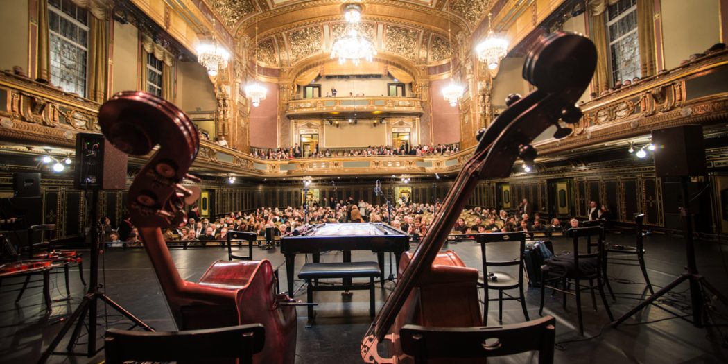 The stage and concert hall of Liszt Music Academy in Budapest