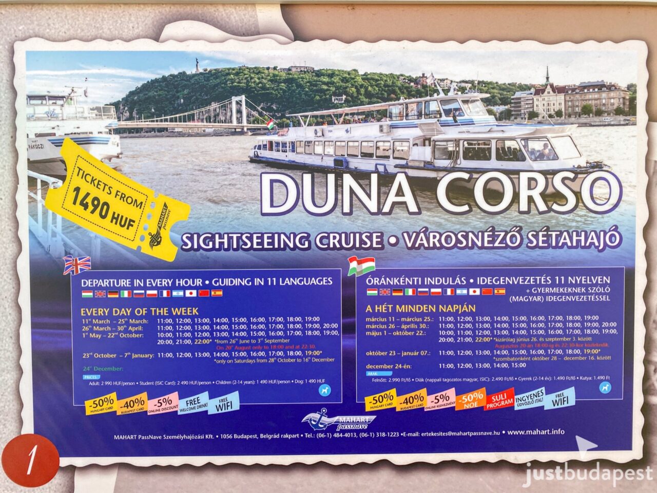 Spacious comfortable blue upholstered passenger seating perfectly arranged inside the climate-controlled deck