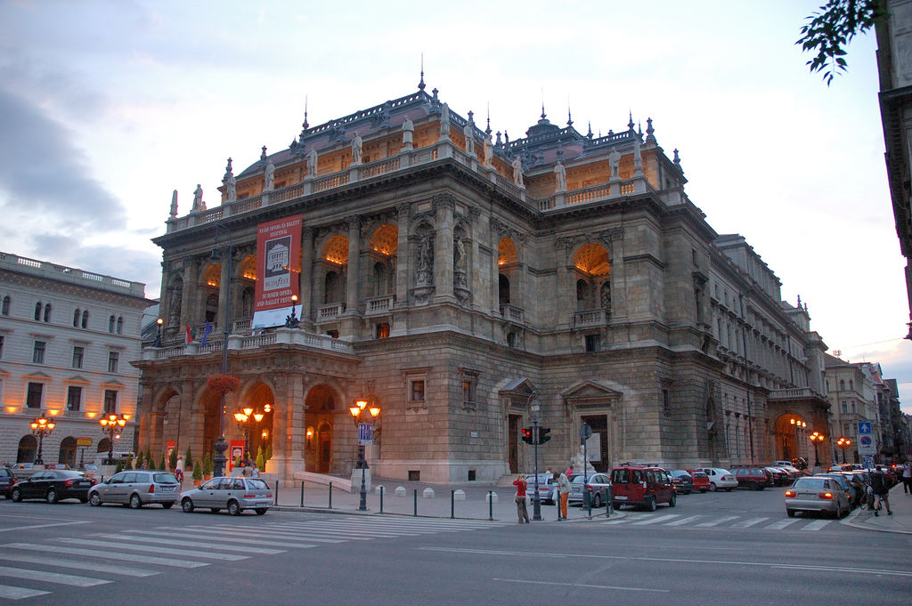 Looking down the long, tree-lined Andrássy Avenue towards Heroes' Square