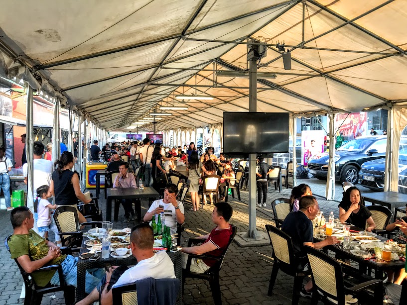 The terrace in the Nightmarket comes to life in the summer months with street food kiosks and trucks