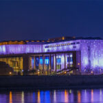 The magnificent building of MüPa across the river Danube