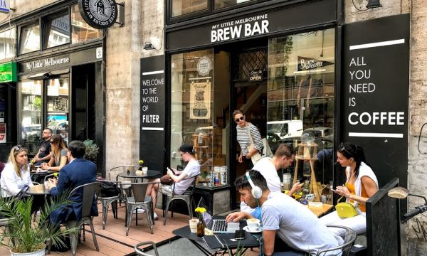 The terrace and exterior of My Little Melbourne cafe in Madach Square