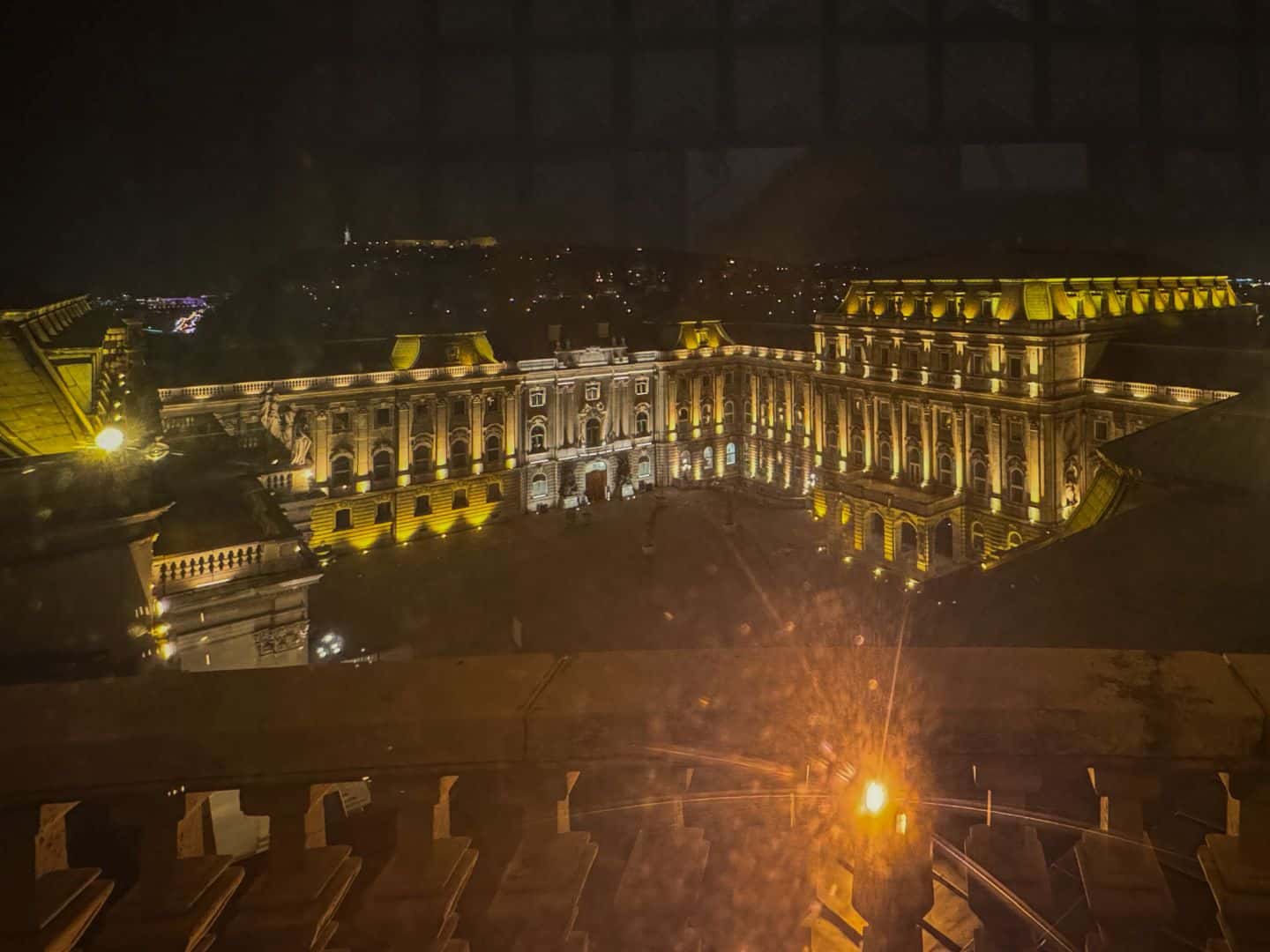An overhead view looking straight down into the Lion's Courtyard from the dome terrace