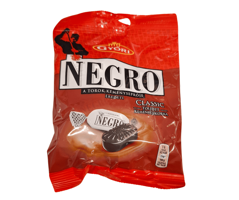 The black wrappers of Negro hard candies featuring the iconic chimney sweep