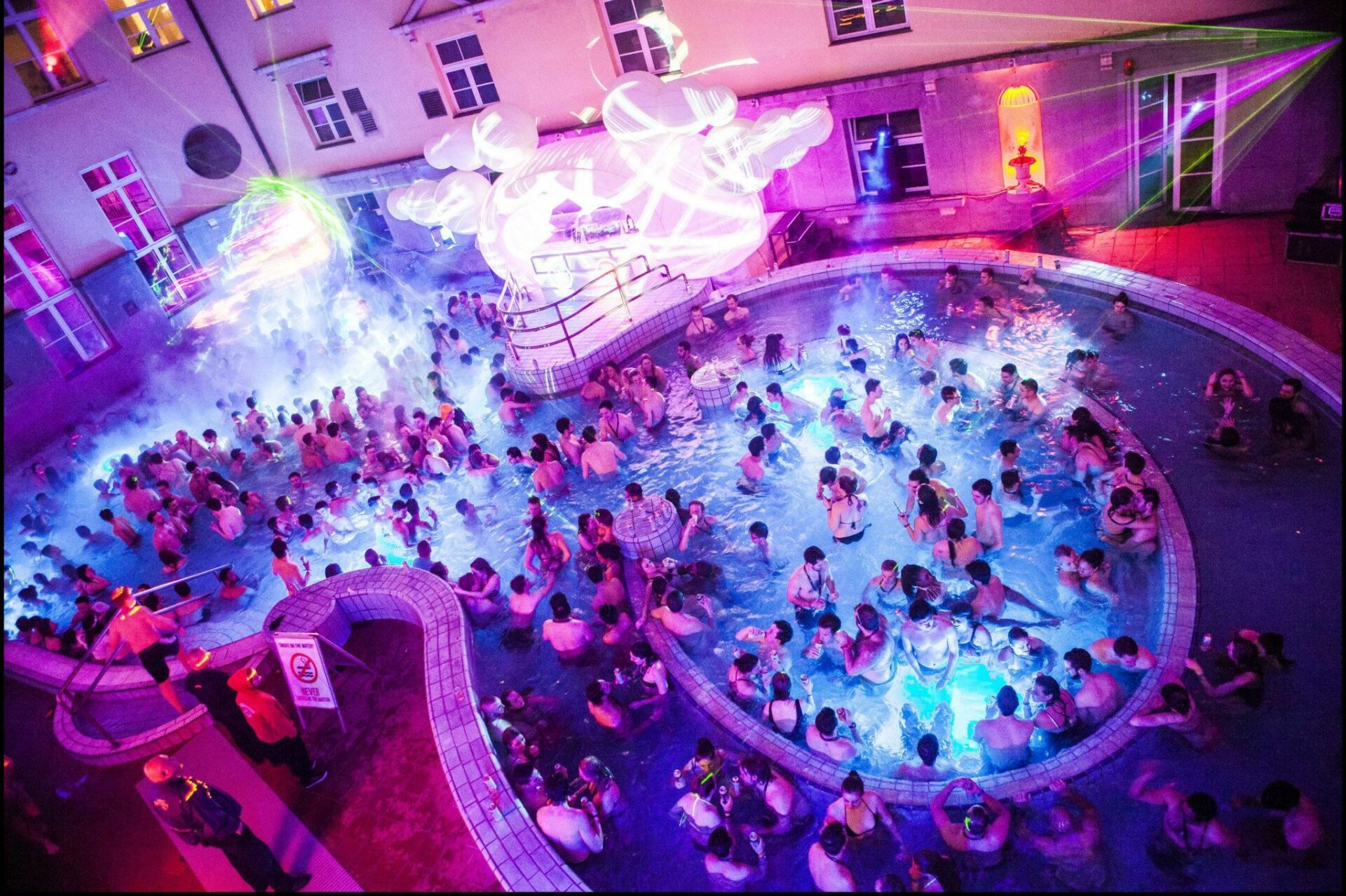 Nightlife at a Budapest spa party