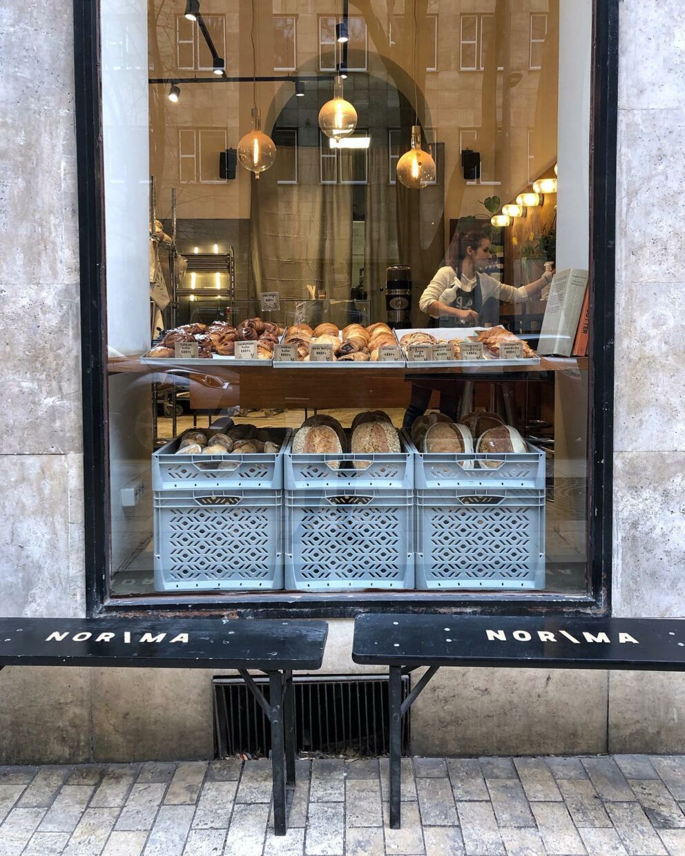 The minimalist Scandinavian facade of nor/ma bakery in Budapest