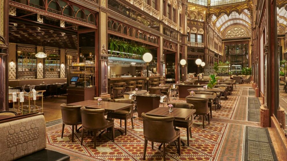 The stunning luxury interior of the Parisi Passage Cafe in Budapest