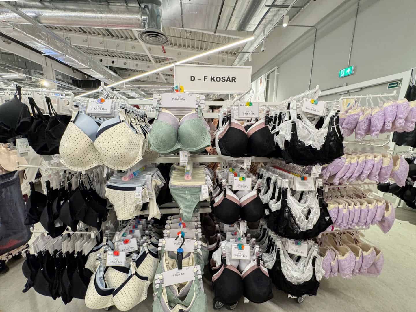 A diverse selection of bras in the extensive Primark lingerie section