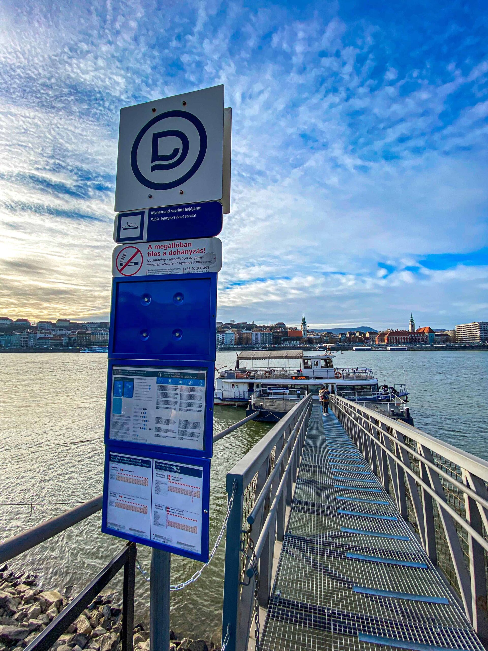 The public ferry arriving at the floating dock directly in front of the Parliament