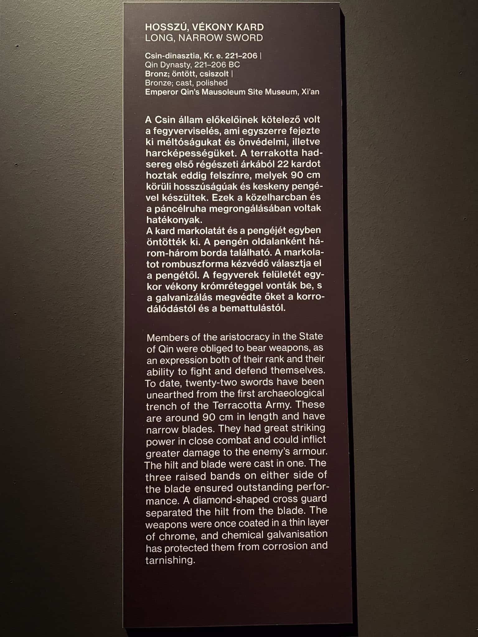 A perfectly preserved ancient bronze sword