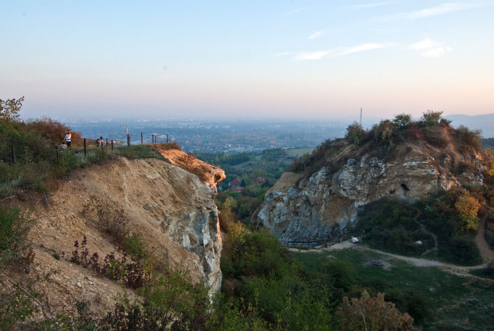 The dramatic cliffs of the old Rokahegy quarry in Budapest