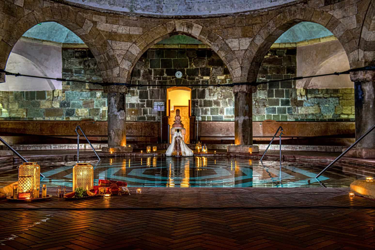 The historic Ottoman octagonal thermal pool inside Rudas Bath