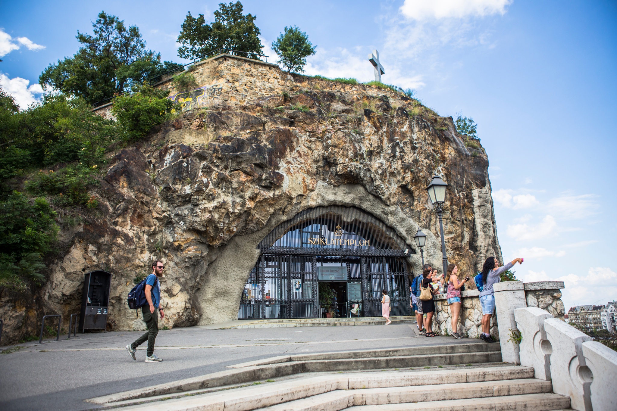 The entrance to the mysterious Cave Church carved into Gellért Hill