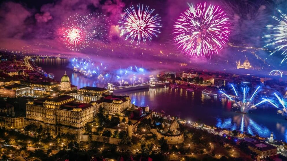Grand fireworks display over the Danube on St. Stephen's Day