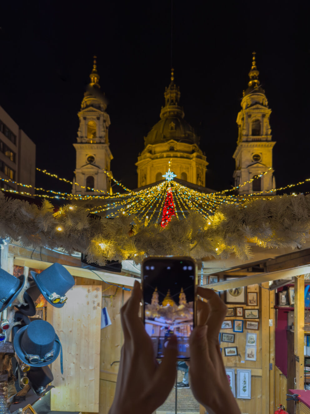 Visitors photographing the large Christmas tree