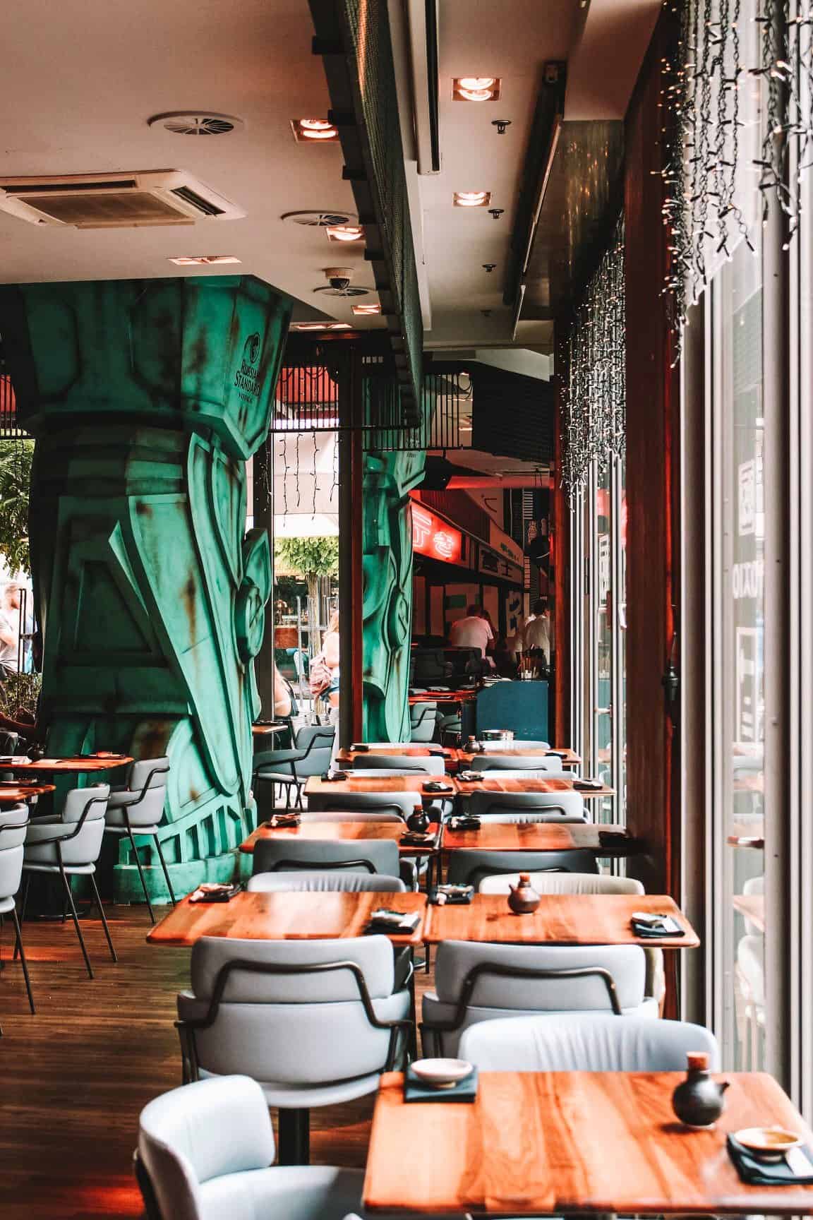 The stylish indoor lounge and bar area at TOKIO