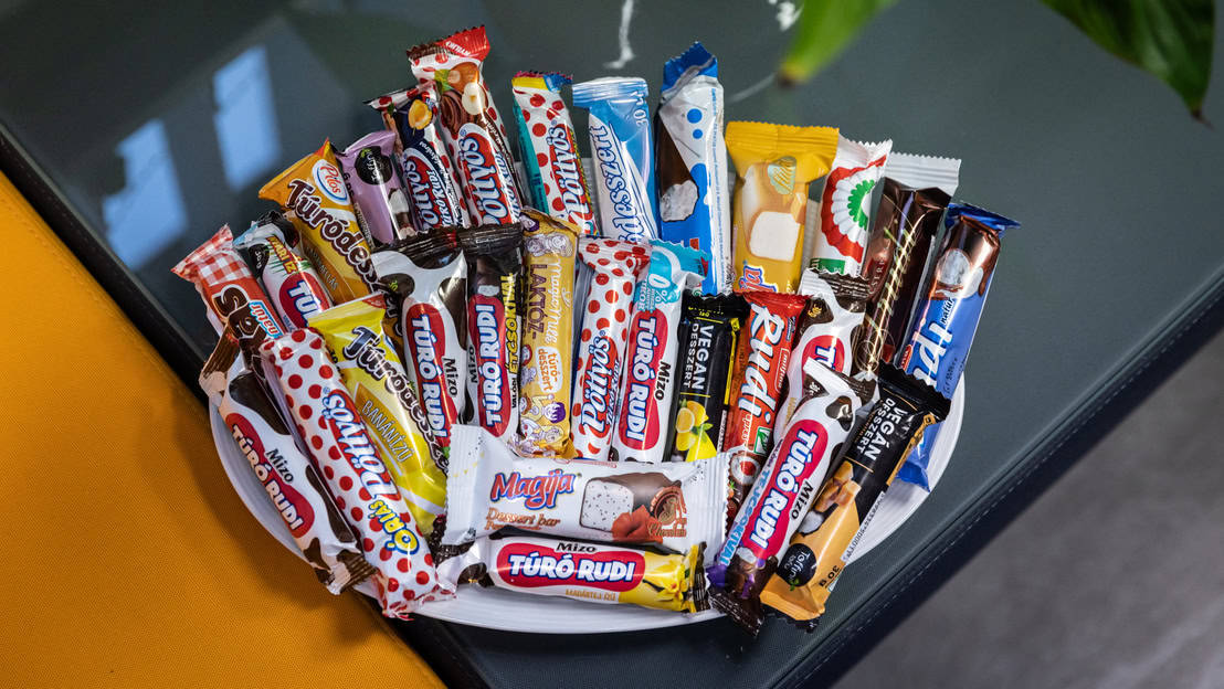 A selection of famous Hungarian Turo Rudi snacks in a bowl