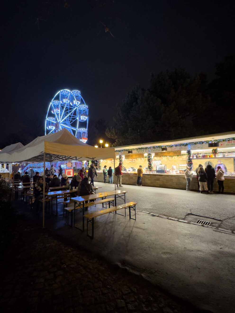 Designated dining area at the Vajdahunyad Castle market
