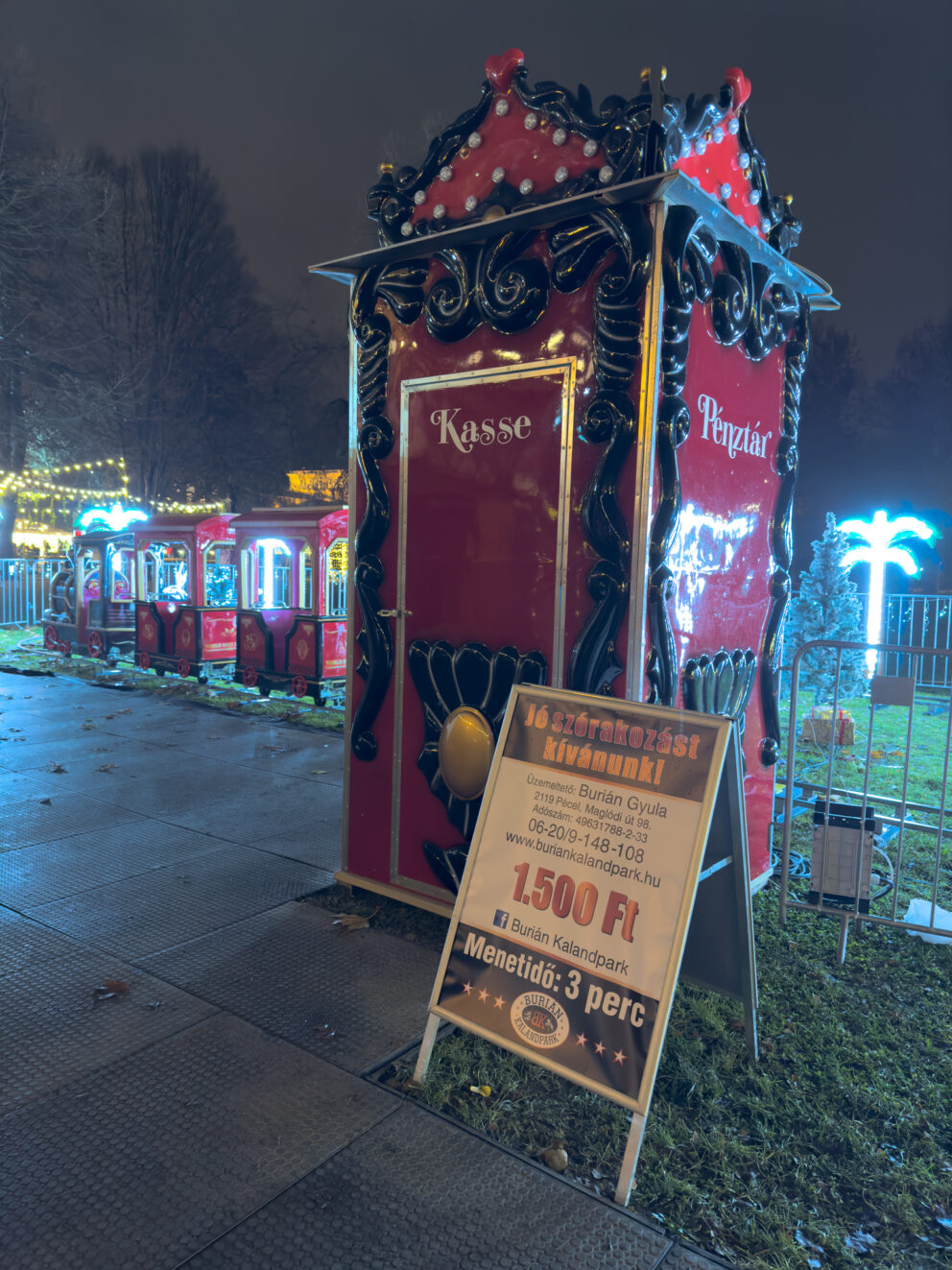 Price list for the children's light railway at the castle