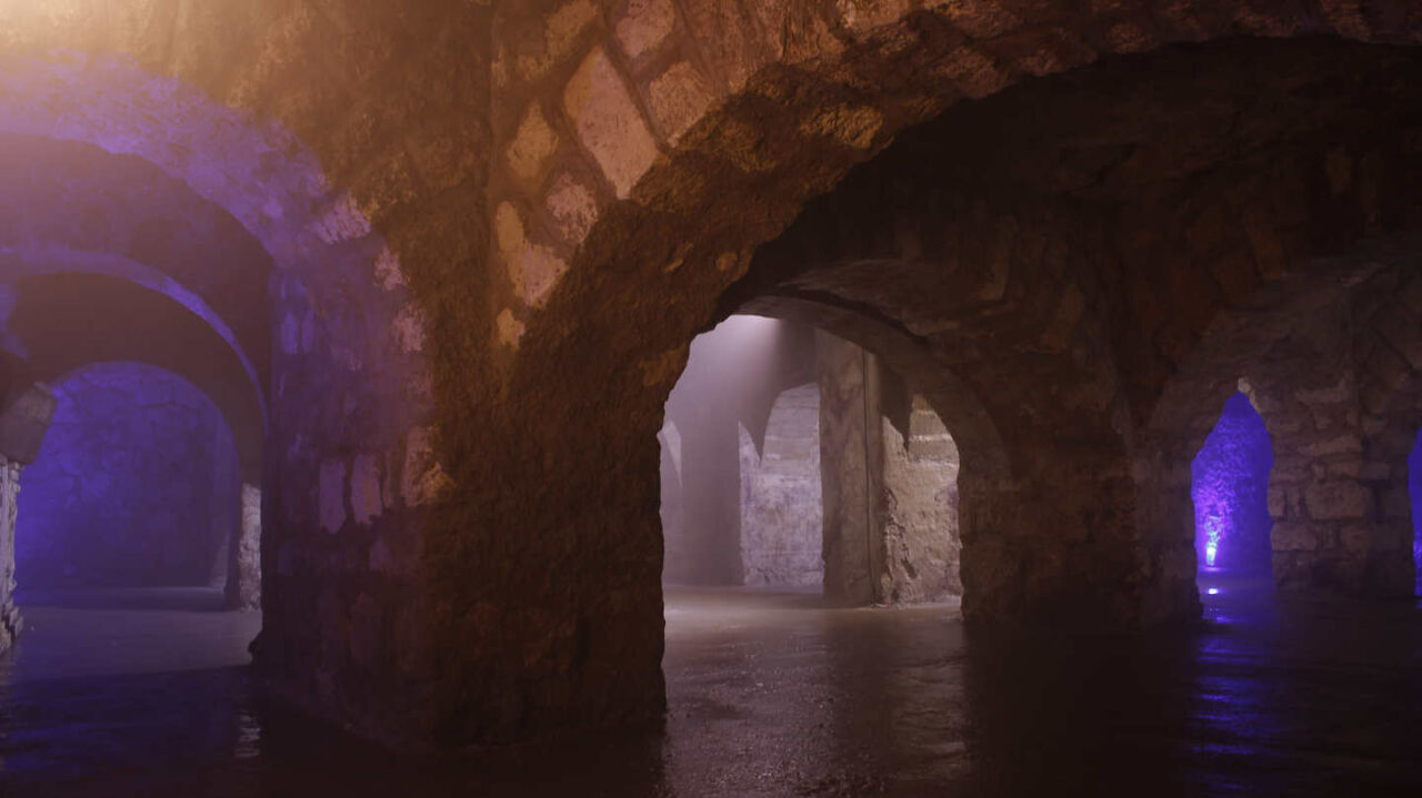 The massive, brick-reinforced subterranean cellar space under Buda Castle