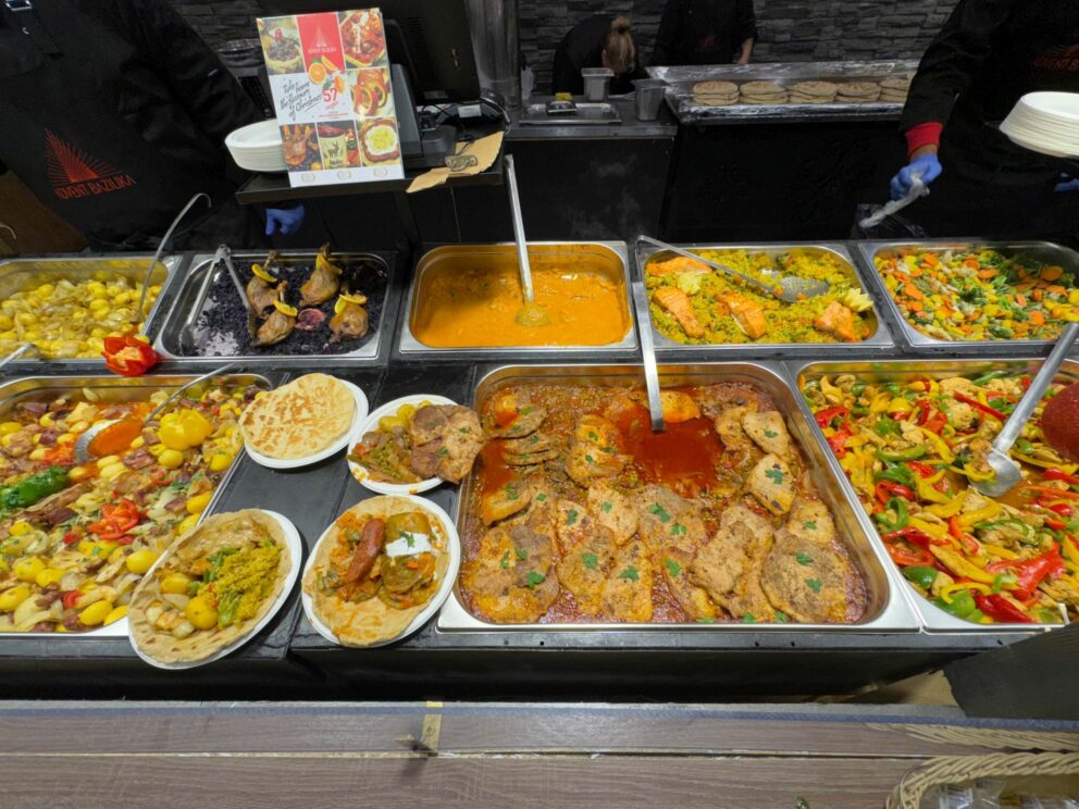 A large selection of food at the Christmas market