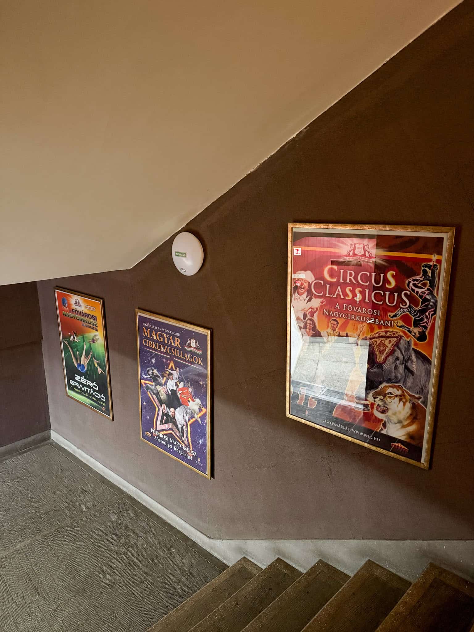 Vintage circus posters on the wall