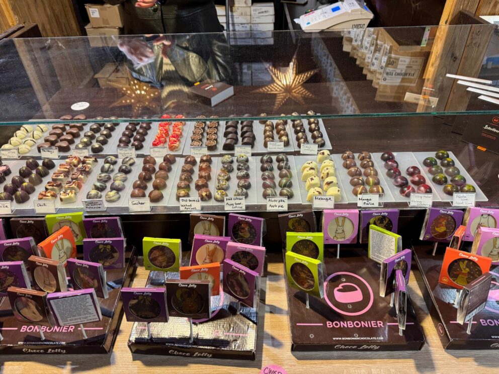 Artisanal handmade chocolate stall at Vörösmarty Square